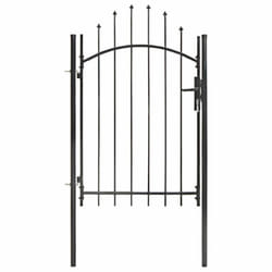 vidaXL Garden Gate with Arched Top Steel 1x2m Black Outdoor Patio Barrier Door