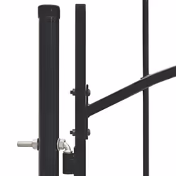 vidaXL Garden Gate with Arched Top Steel 1x2m Black Outdoor Patio Barrier Door