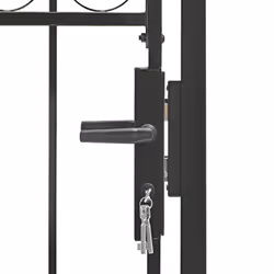 vidaXL Fence Gate with Arched Top Steel 100x125cm Black Outdoor Garden Door