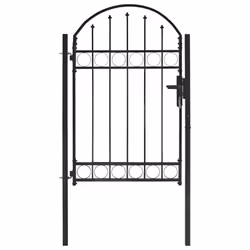 vidaXL Fence Gate with Arched Top Steel Black Outdoor Garden Door Multi Sizes - 100 x 150 cm