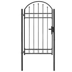 vidaXL Fence Gate with Arched Top Steel 100x175cm Black Outdoor Garden Door