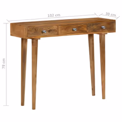 vidaXL Solid Mango Wood Console Table 102x30x79cm Entryway Display Stand Desk - Additional view 7