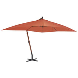 vidaXL Cantilever Garden Parasol with Wooden Pole Outdoor Umbrella Terracotta