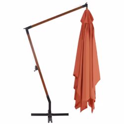 vidaXL Cantilever Garden Parasol with Wooden Pole Outdoor Umbrella Terracotta