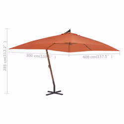 vidaXL Cantilever Garden Parasol with Wooden Pole Outdoor Umbrella Terracotta - Additional view 4