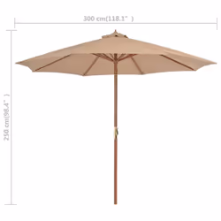 vidaXL Garden Parasol with Wooden Pole Sunshade Outdoor Umbrella Canopy Taupe - Additional view 3
