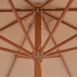 vidaXL Garden Parasol with Wooden Pole Sunshade Outdoor Umbrella Canopy Taupe - Additional view 4