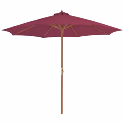 vidaXL Garden Parasol with Wooden Pole Sunshade Outdoor Umbrella Bordeaux Red