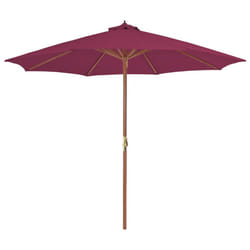 vidaXL Garden Parasol with Wooden Pole Sunshade Outdoor Umbrella Bordeaux Red