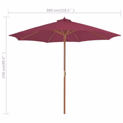 vidaXL Garden Parasol with Wooden Pole Sunshade Outdoor Umbrella Bordeaux Red - Additional view 6