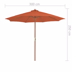 vidaXL Garden Parasol with Wooden Pole Sunshade Outdoor Umbrella Terracotta - Additional view 6