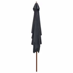 vidaXL Garden Parasol with Wooden Pole Sunshade Outdoor Umbrella Anthracite
