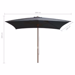 vidaXL Garden Parasol with Wooden Pole Sunshade Outdoor Umbrella Anthracite - Additional view 6