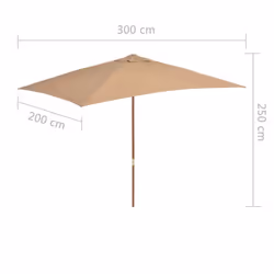 vidaXL Garden Parasol with Wooden Pole Sunshade Outdoor Umbrella Canopy Taupe - Additional view 3