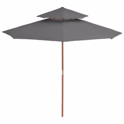 vidaXL Double Decker Garden Parasol with Wooden Pole Shade Umbrella Anthracite - Additional view 2