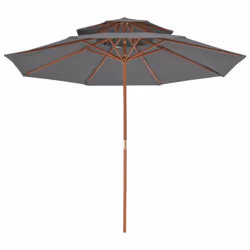 vidaXL Double Decker Garden Parasol with Wooden Pole Shade Umbrella Anthracite - Additional view 3