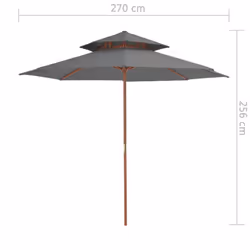 vidaXL Double Decker Garden Parasol with Wooden Pole Shade Umbrella Anthracite - Additional view 6