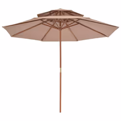 vidaXL Double Decker Garden Parasol with Wooden Pole Outdoor Umbrella Taupe - Additional view 3