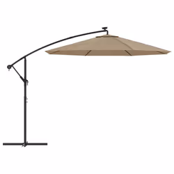 vidaXL Cantilever Garden Parasol with LED Lights and Steel Pole Umbrella Taupe - Additional view 2