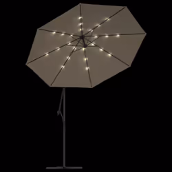 vidaXL Cantilever Garden Parasol with LED Lights and Steel Pole Umbrella Taupe - Additional view 4