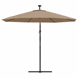vidaXL Cantilever Garden Parasol with LED Lights and Steel Pole Umbrella Taupe - Additional view 5