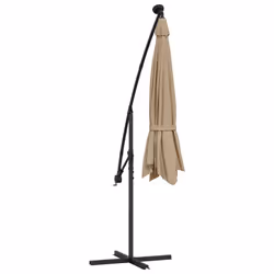vidaXL Cantilever Garden Parasol with LED Lights and Steel Pole Umbrella Taupe - Additional view 6