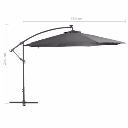 vidaXL Cantilever Garden Parasol with LED Lights and Metal Pole Anthracite - Additional view 8