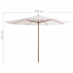 vidaXL Garden Parasol with Wooden Pole Sunshade Outdoor Umbrella Sand White - Additional view 3