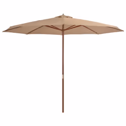 vidaXL Garden Parasol with Wooden Pole Sunshade Outdoor Umbrella Canopy Taupe