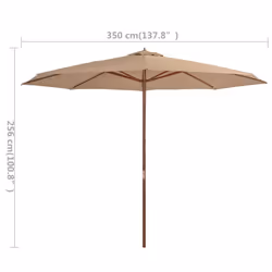 vidaXL Garden Parasol with Wooden Pole Sunshade Outdoor Umbrella Canopy Taupe