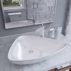 vidaXL Basin Ceramic White Triangle 645x455x115mm Above Counter Wash Sink