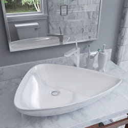 vidaXL Basin Ceramic White Triangle 645x455x115mm Above Counter Wash Sink