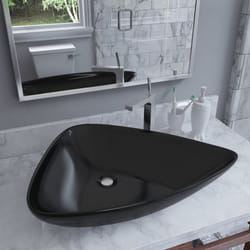 vidaXL Basin Ceramic Black Triangle 645x455x115mm Above Counter Wash Sink