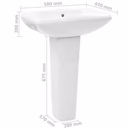 vidaXL Freestanding Basin with Pedestal Ceramic White 580x470x200mm Wash Sink - Additional view 6