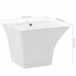 vidaXL Wall-mounted Basin Ceramic White 500x450x410mm Bathroom Sink Wash Bowl - Additional view 5