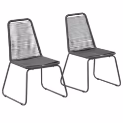 vidaXL 2x Outdoor Dining Chairs Poly Rattan 54x59x91cm Black Garden Patio Seat