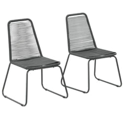 vidaXL 2x Outdoor Dining Chairs Poly Rattan 54x59x91cm Black Garden Patio Seat
