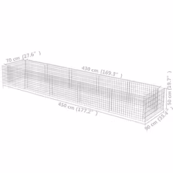 vidaXL Gabion Raised Bed Galvanised Steel 450x90x50cm Stone Basket Raised Bed