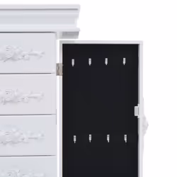 vidaXL Free Standing Jewelry Cabinet White Jewelry Box Cosmetic Cabinet - Additional view 6