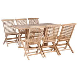 vidaXL 7 Piece Solid Teak Wood Folding Garden Dining Set Butterfly Table Chair