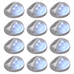 vidaXL 12x Outdoor Solar Wall Lamps LED Round Silver Garden Lighting Fixture