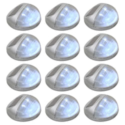 vidaXL 12x Outdoor Solar Wall Lamps LED Round Silver Garden Lighting Fixture