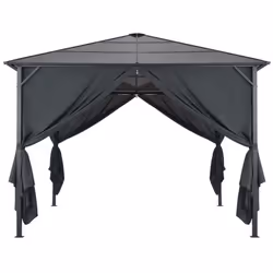 vidaXL Gazebo with Curtain Aluminium 3x3m Black Party Tent Marquee Canopy - Additional view 4