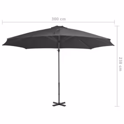 vidaXL Cantilever Garden Parasol with Aluminium Pole Umbrella Anthracite - Additional view 7
