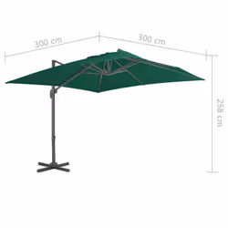 vidaXL Cantilever Garden Parasol with Aluminium Pole Outdoor Umbrella Green