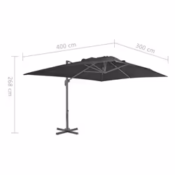 vidaXL Cantilever Umbrella with Aluminium Pole Garden Sunshade Outdoor Parasol - anthracite, 400 x 300 cm - Additional view 3
