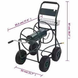 vidaXL Garden Hose Trolley with 1/2" Hose Connector 75m Steel Cart Organiser - Additional view 6
