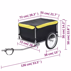 vidaXL Bike Trailer Cargo Bike Wagon Bicycle Trailer Black and Yellow 65 kg - Additional view 5