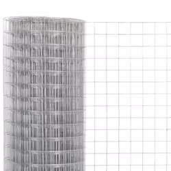 vidaXL Wire Netting Garden Wire Mesh Enclosure Fence Square 0.9mm Galvanised - 10 x 0.5 m/ 16 x 16 mm