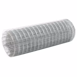 vidaXL Chicken Wire Fence Wire Mesh Roll Galvanised Steel 25x0.5 m Silver